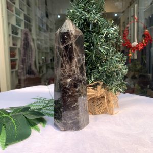 Trụ Thạch Anh Đen – Black Quart Point (Morion), KT: 18x6.3CM, KL: 0.872KG (TAĐ42)