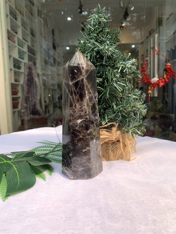 Trụ Thạch Anh Đen – Black Quart Point (Morion), KT: 18x6.3CM, KL: 0.872KG (TAĐ42)