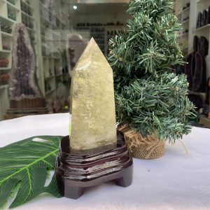 TRỤ THẠCH ANH VÀNG ÁM KHÓI -CITRINE SMOKY QUARTZ POINT- KT: 18X8,8 CM KL: 0,836KG (TK10)