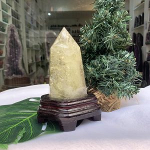 TRỤ THẠCH ANH VÀNG ÁM KHÓI -CITRINE SMOKY QUARTZ POINT- KT: 18X8,8 CM KL: 0,836KG (TK10)