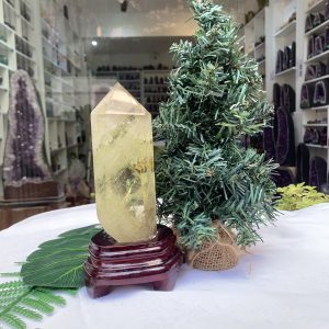 TRỤ THẠCH ANH VÀNG ÁM KHÓI -CITRINE SMOKY QUARTZ POINT- KT: 20,22X6,3 CM KL: 0,686KG (TK08)
