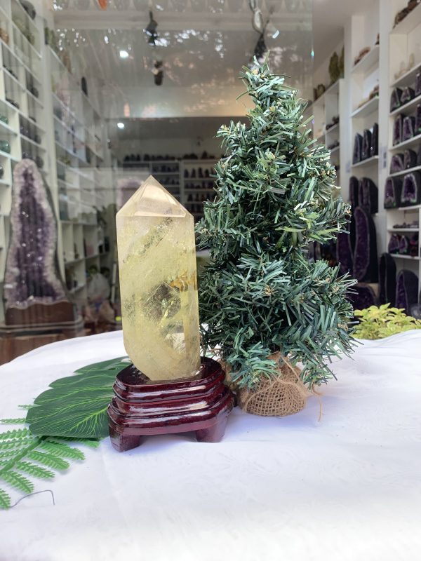 TRỤ THẠCH ANH VÀNG ÁM KHÓI -CITRINE SMOKY QUARTZ POINT- KT: 20,22X6,3 CM KL: 0,686KG (TK08)