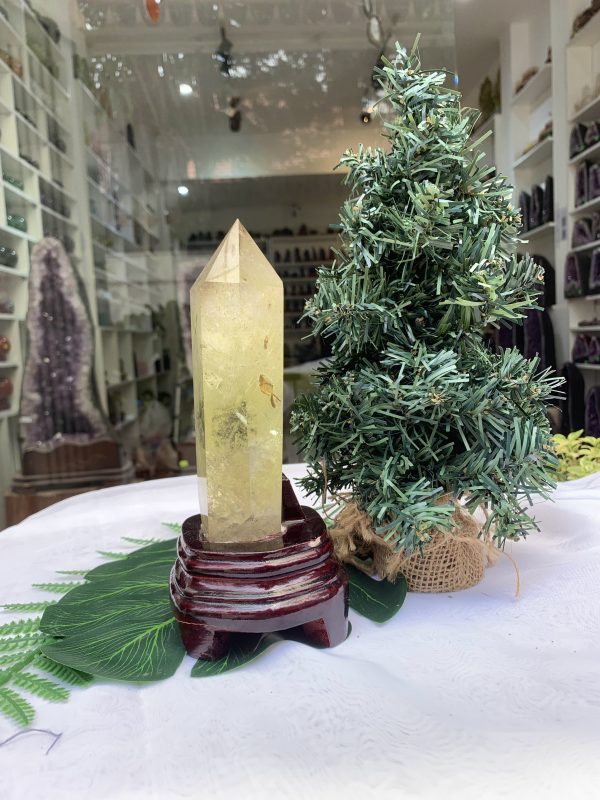 TRỤ THẠCH ANH VÀNG ÁM KHÓI -CITRINE SMOKY QUARTZ POINT- KT: 20,22X6,3 CM KL: 0,686KG (TK08)