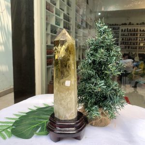 TRỤ THẠCH ANH VÀNG ÁM KHÓI -CITRINE SMOKY QUARTZ POINT- KT: 26X6,5 CM KL: 1,044KG (TK09)