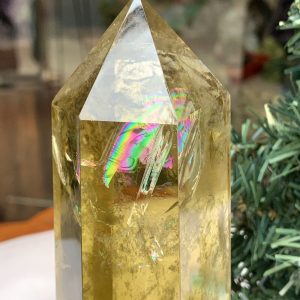 TRỤ THẠCH ANH VÀNG ÁM KHÓI -CITRINE SMOKY QUARTZ POINT- KT: 26X6,5 CM KL: 1,044KG (TK09)