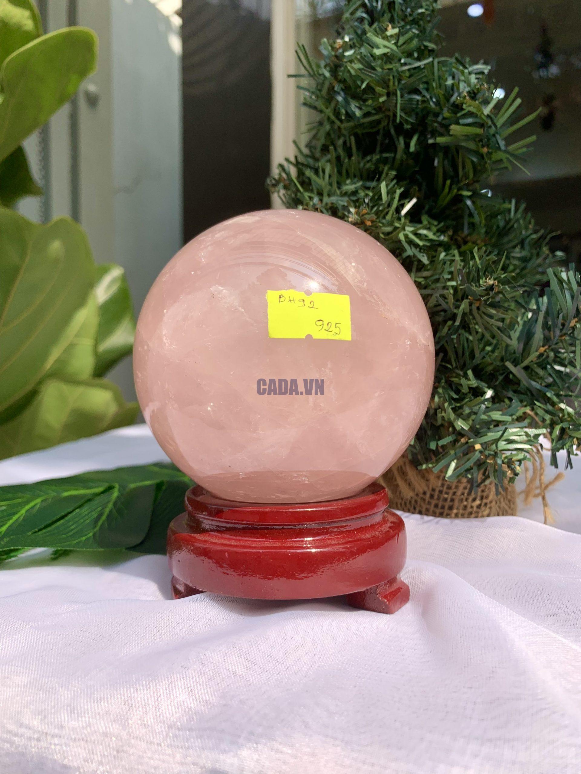 Bi cầu Thạch Anh Hồng – Rose Quartz Sphere (BH92), ĐK: 9,3CM, KL: 1,152KG 