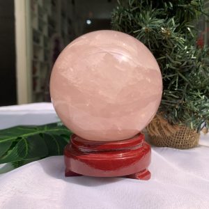 Bi cầu Thạch Anh Hồng – Rose Quartz Sphere (BH92), ĐK: 9,3CM, KL: 1,152KG