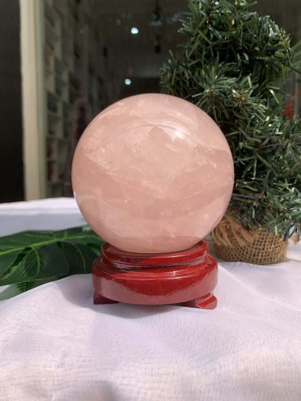 Bi cầu Thạch Anh Hồng – Rose Quartz Sphere (BH92), ĐK: 9,3CM, KL: 1,152KG