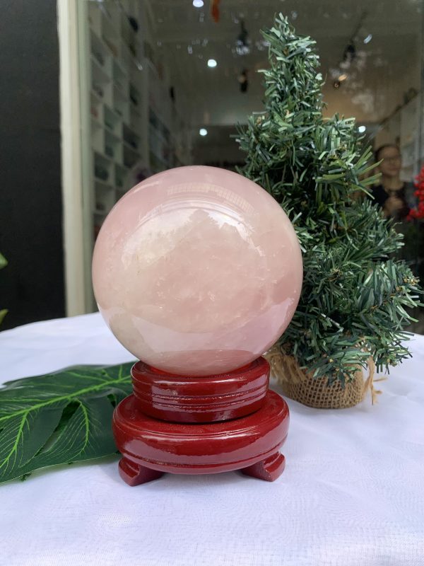 Bi cầu Thạch Anh Hồng – Rose Quartz Sphere (BH87), ĐK: 10,9CM, KL: 1,824KG