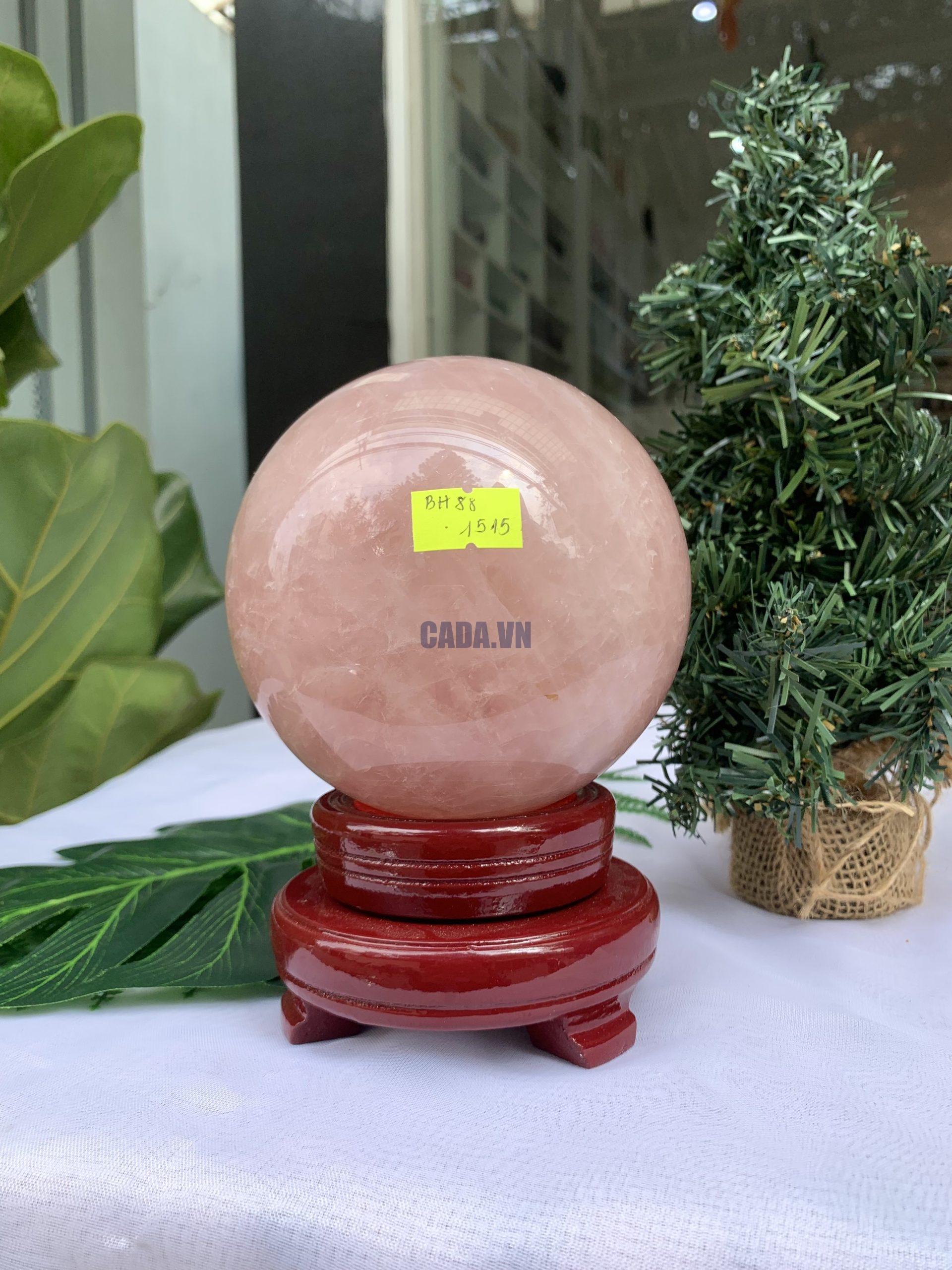 Bi cầu Thạch Anh Hồng – Rose Quartz Sphere (BH88), ĐK: 10,9CM, KL: 1,894KG