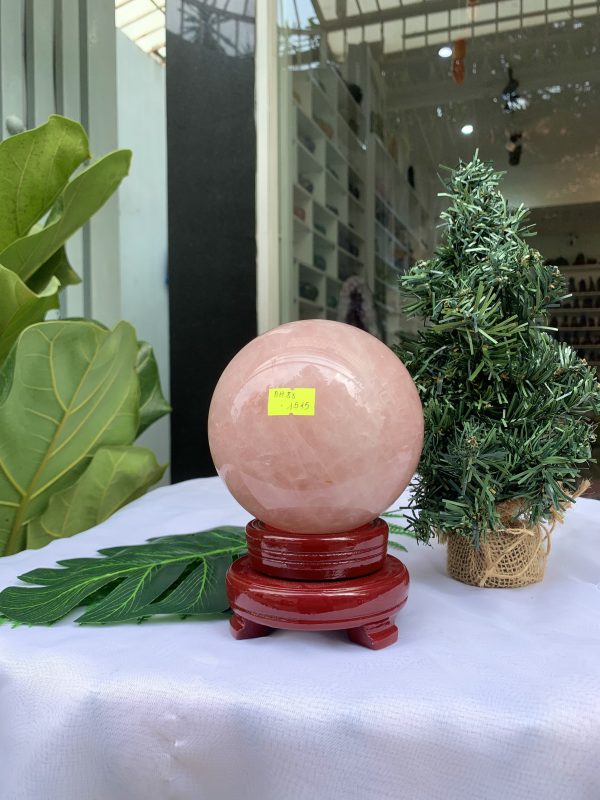 Bi cầu Thạch Anh Hồng – Rose Quartz Sphere (BH88), ĐK: 10,9CM, KL: 1,894KG