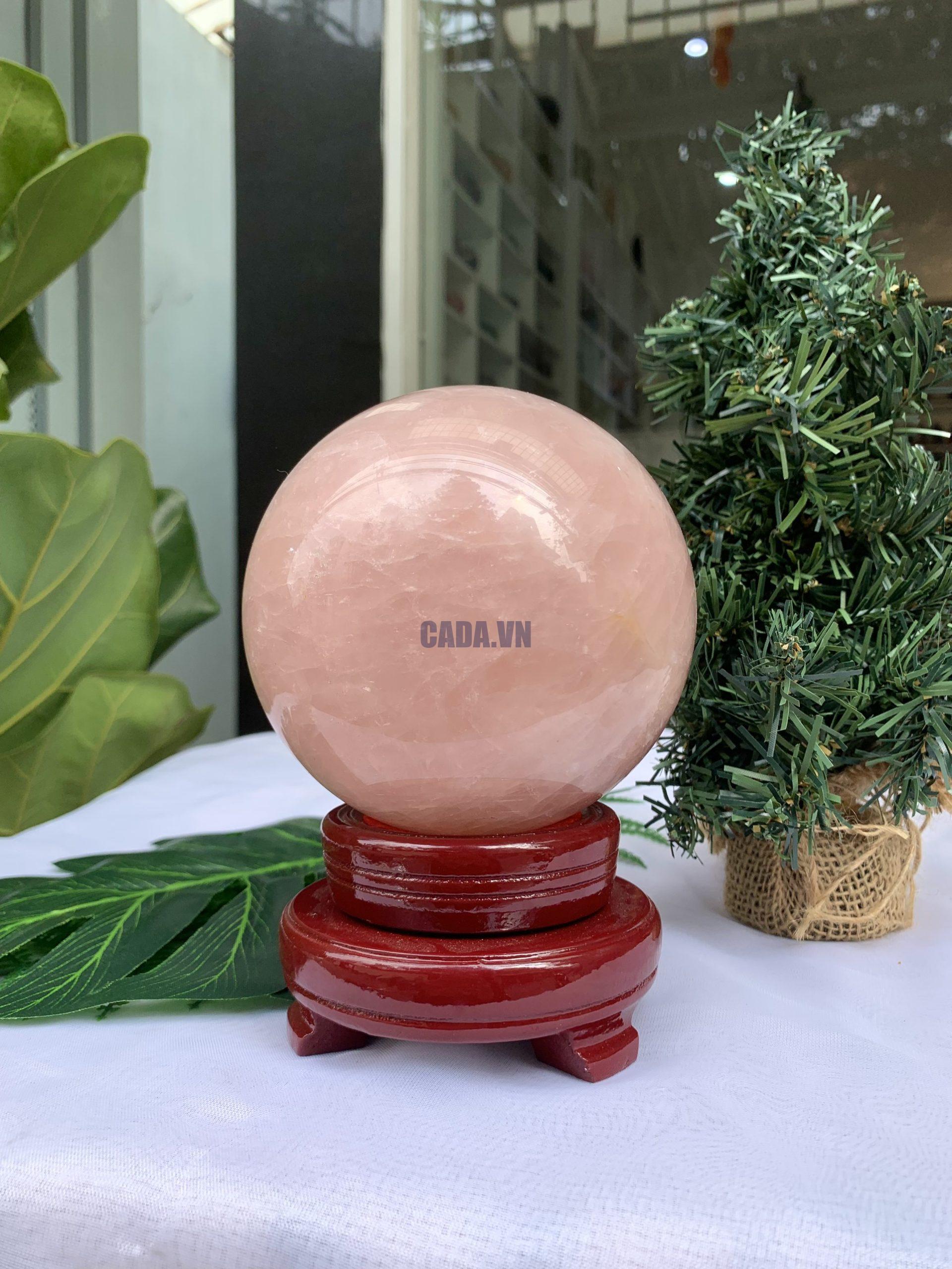Bi cầu Thạch Anh Hồng – Rose Quartz Sphere (BH88), ĐK: 10,9CM, KL: 1,894KG