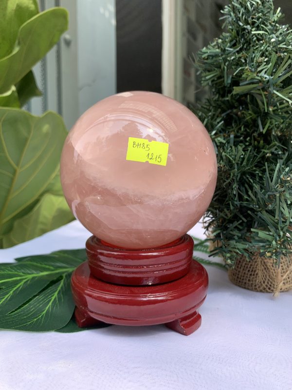 Bi cầu Thạch Anh Hồng – Rose Quartz Sphere (BH85), ĐK: 10,4CM, KL: 1,518KG