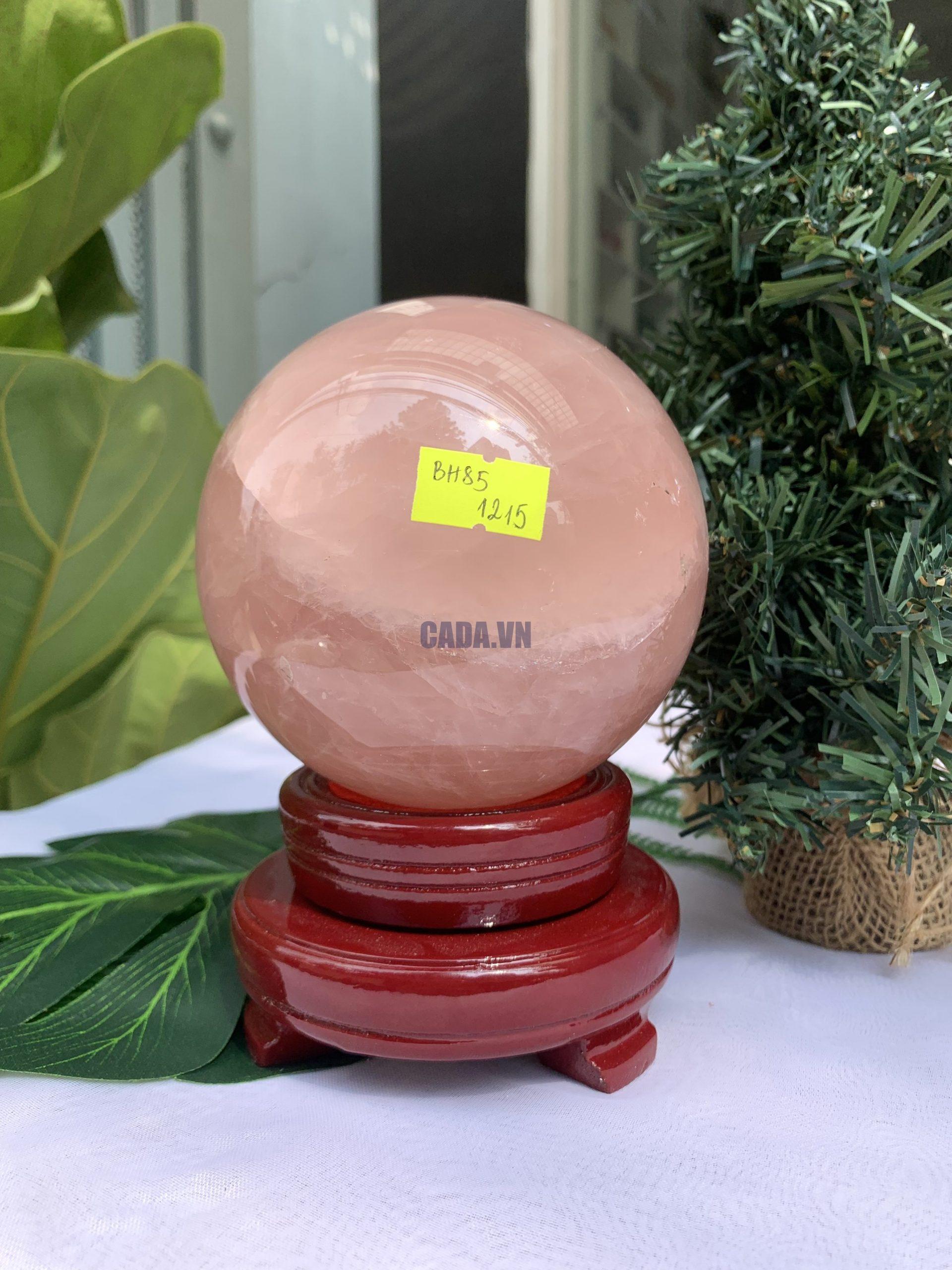 Bi cầu Thạch Anh Hồng – Rose Quartz Sphere (BH85), ĐK: 10,4CM, KL: 1,518KG