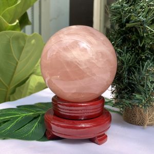 Bi cầu Thạch Anh Hồng – Rose Quartz Sphere (BH85), ĐK: 10,4CM, KL: 1,518KG