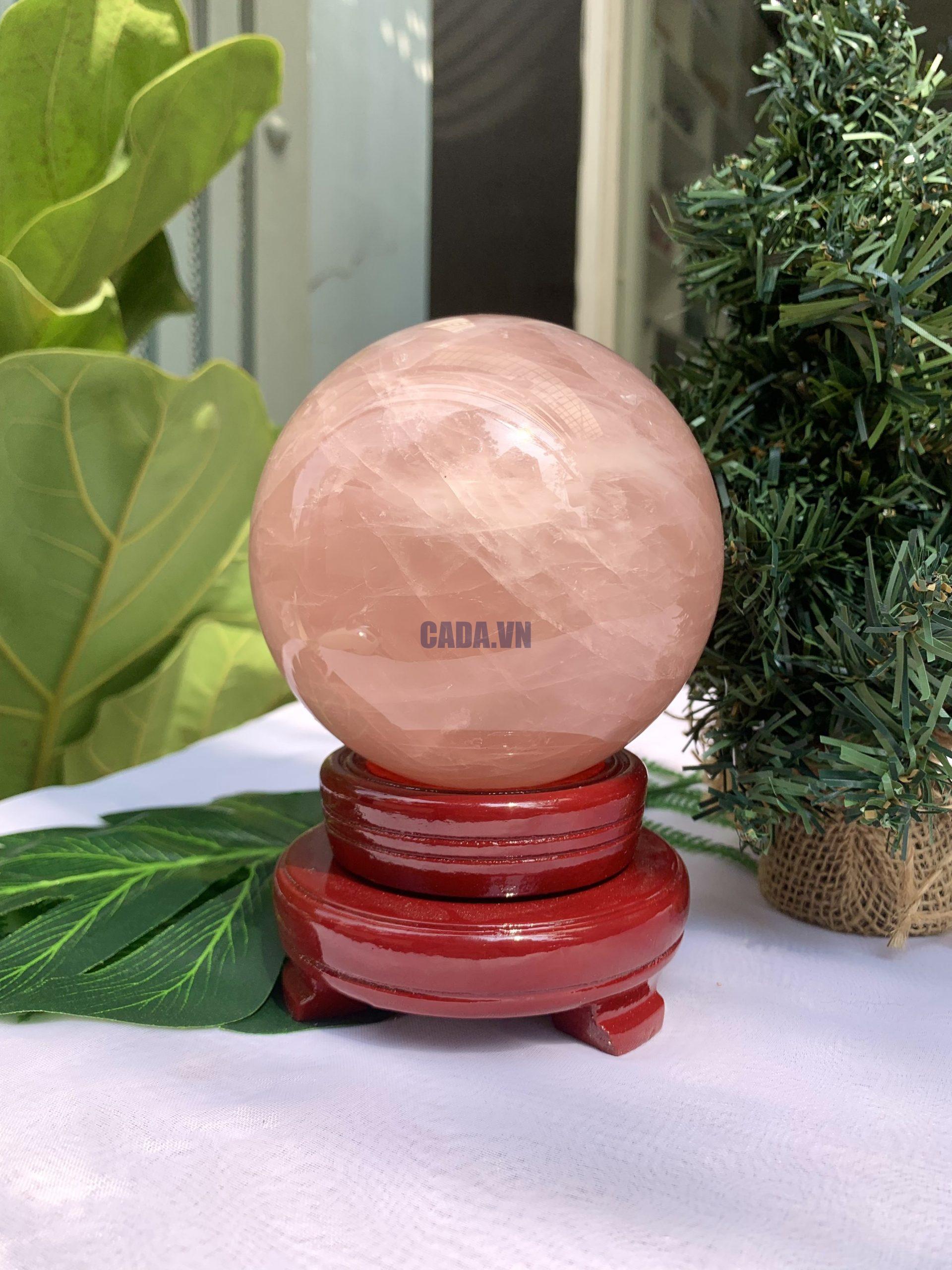 Bi cầu Thạch Anh Hồng – Rose Quartz Sphere (BH85), ĐK: 10,4CM, KL: 1,518KG