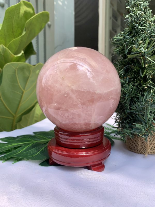 Bi cầu Thạch Anh Hồng – Rose Quartz Sphere (BH89), ĐK: 11,9CM, KL: 2,330KG