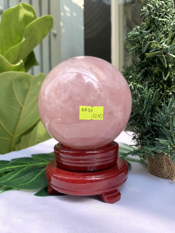 Bi cầu Thạch Anh Hồng – Rose Quartz Sphere (BH86), ĐK: 10,4CM, KL: 1,536KG