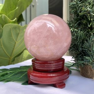 Bi cầu Thạch Anh Hồng – Rose Quartz Sphere (BH86), ĐK: 10,4CM, KL: 1,536KG