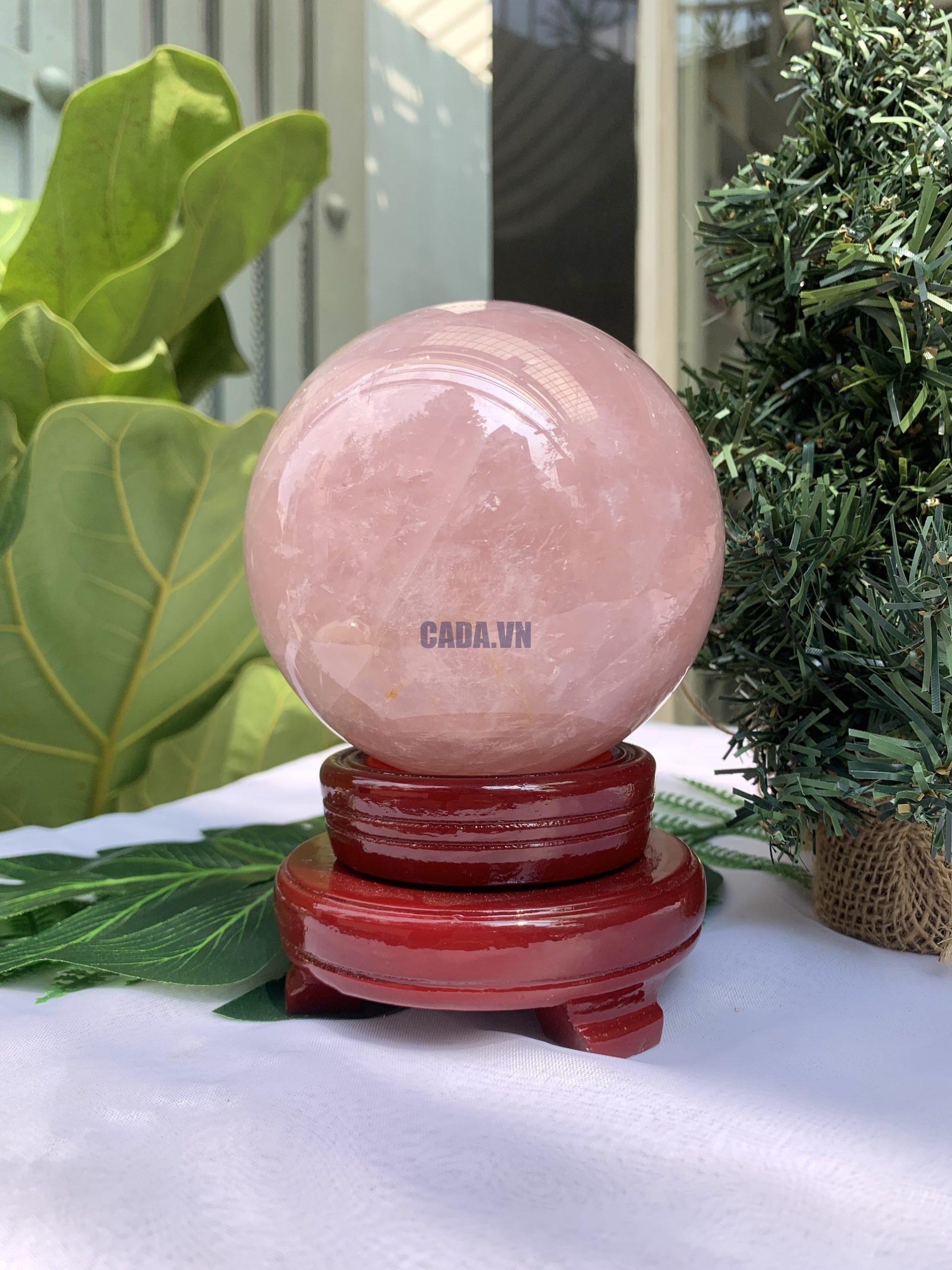 Bi cầu Thạch Anh Hồng – Rose Quartz Sphere (BH86), ĐK: 10,4CM, KL: 1,536KG