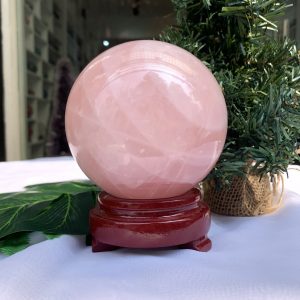 Bi cầu Thạch Anh Hồng – Rose Quartz Sphere (BH82), ĐK: 9,7CM, KL: 1,288KG