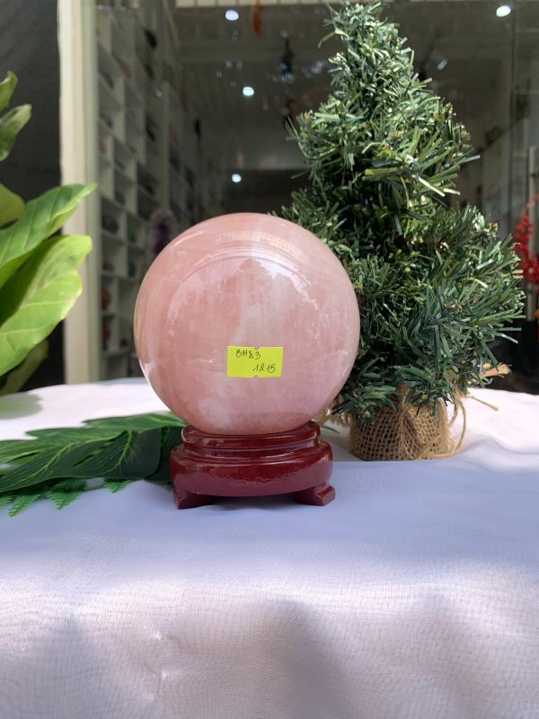 Bi cầu Thạch Anh Hồng – Rose Quartz Sphere (BH83), ĐK: 10,3CM, KL: 1,516KG