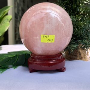 Bi cầu Thạch Anh Hồng – Rose Quartz Sphere (BH83), ĐK: 10,3CM, KL: 1,516KG