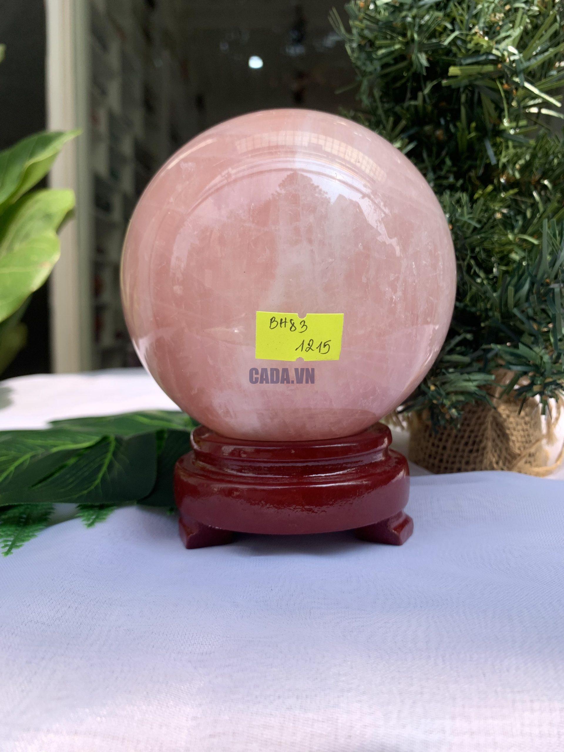 Bi cầu Thạch Anh Hồng – Rose Quartz Sphere (BH83), ĐK: 10,3CM, KL: 1,516KG 