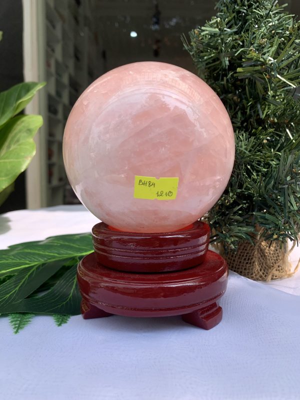 Bi cầu Thạch Anh Hồng – Rose Quartz Sphere (BH84), ĐK: 10,2CM, KL: 1,508KG