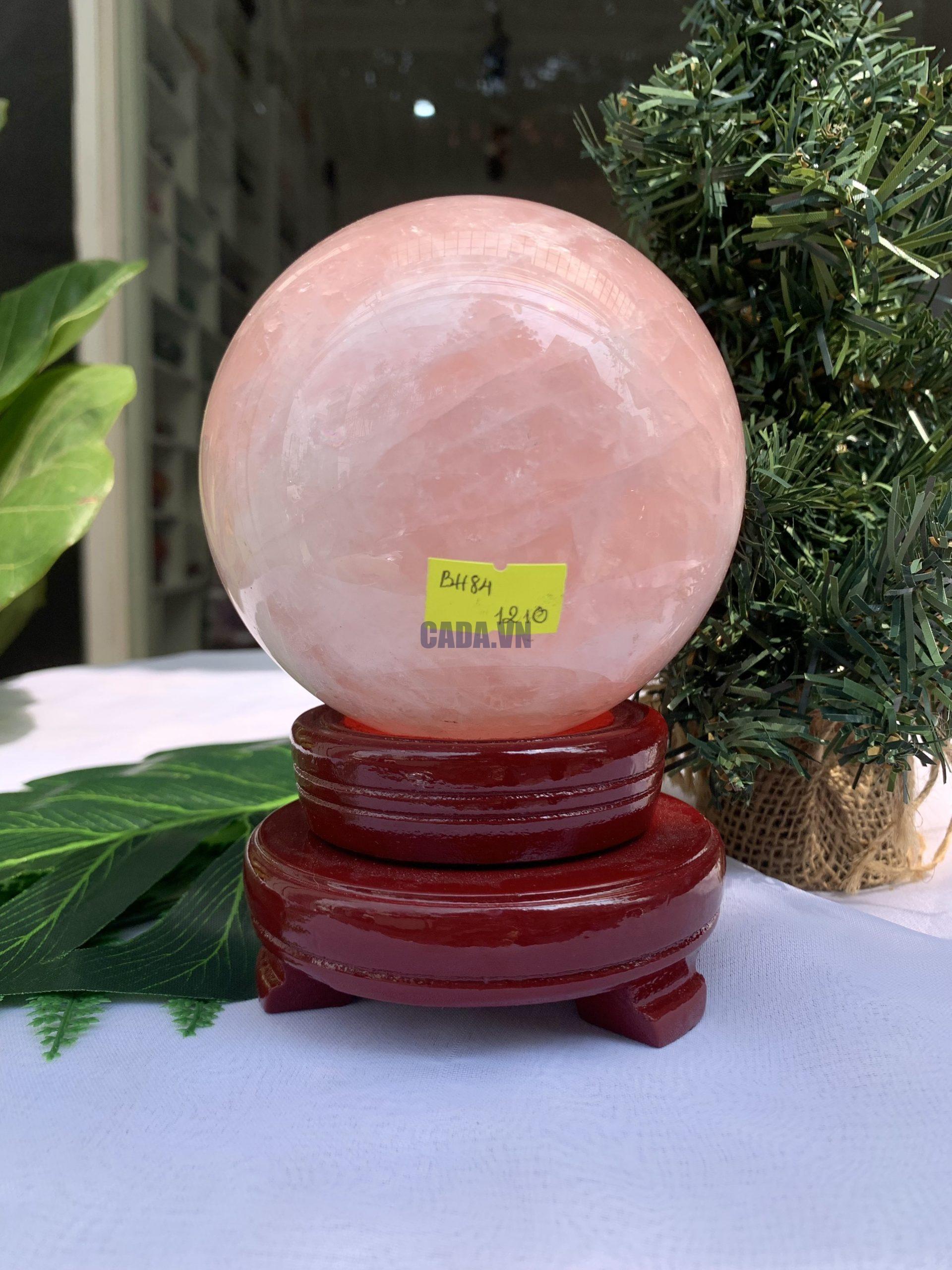 Bi cầu Thạch Anh Hồng – Rose Quartz Sphere (BH84), ĐK: 10,2CM, KL: 1,508KG