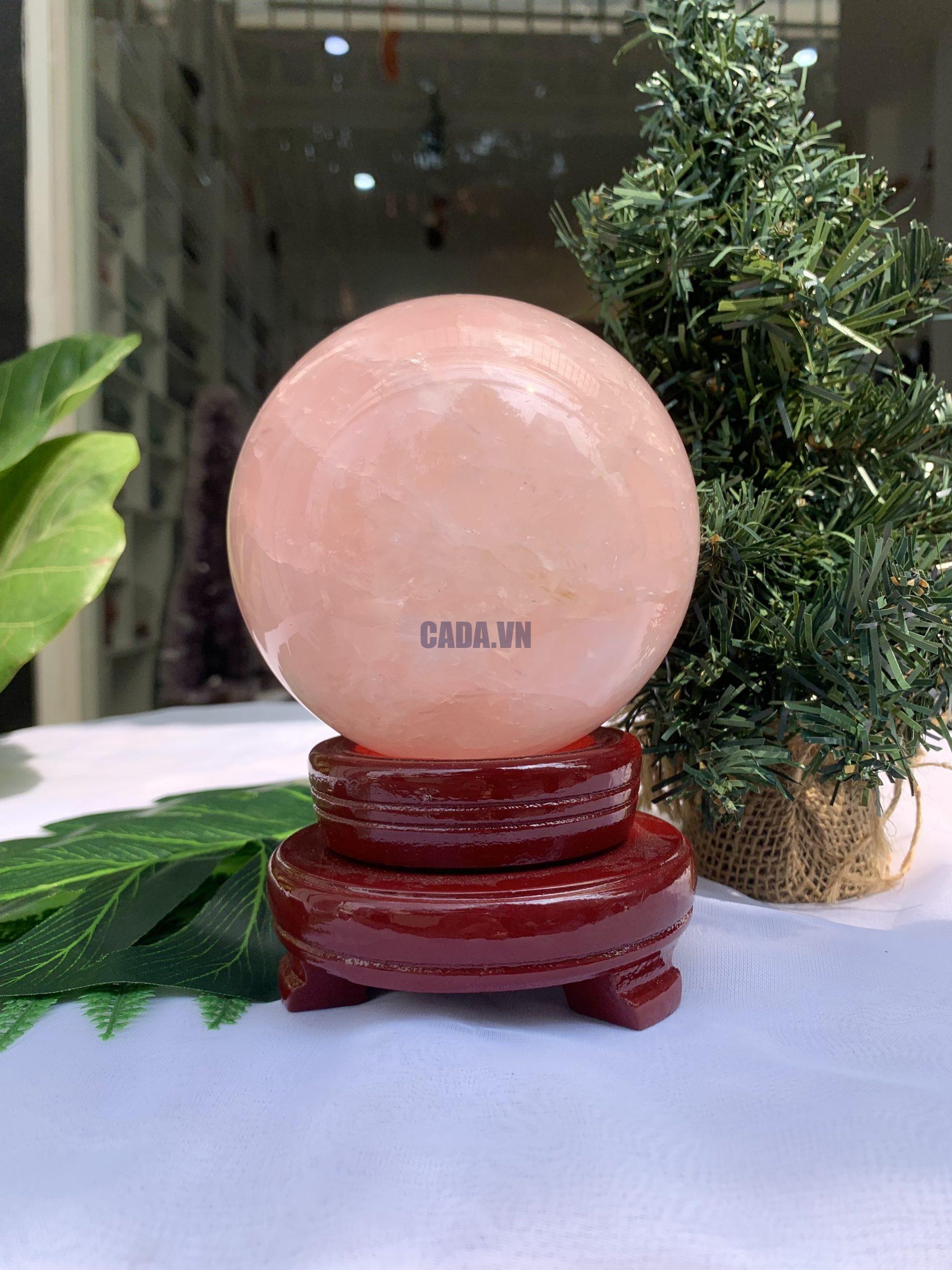 Bi cầu Thạch Anh Hồng – Rose Quartz Sphere (BH84), ĐK: 10,2CM, KL: 1,508KG