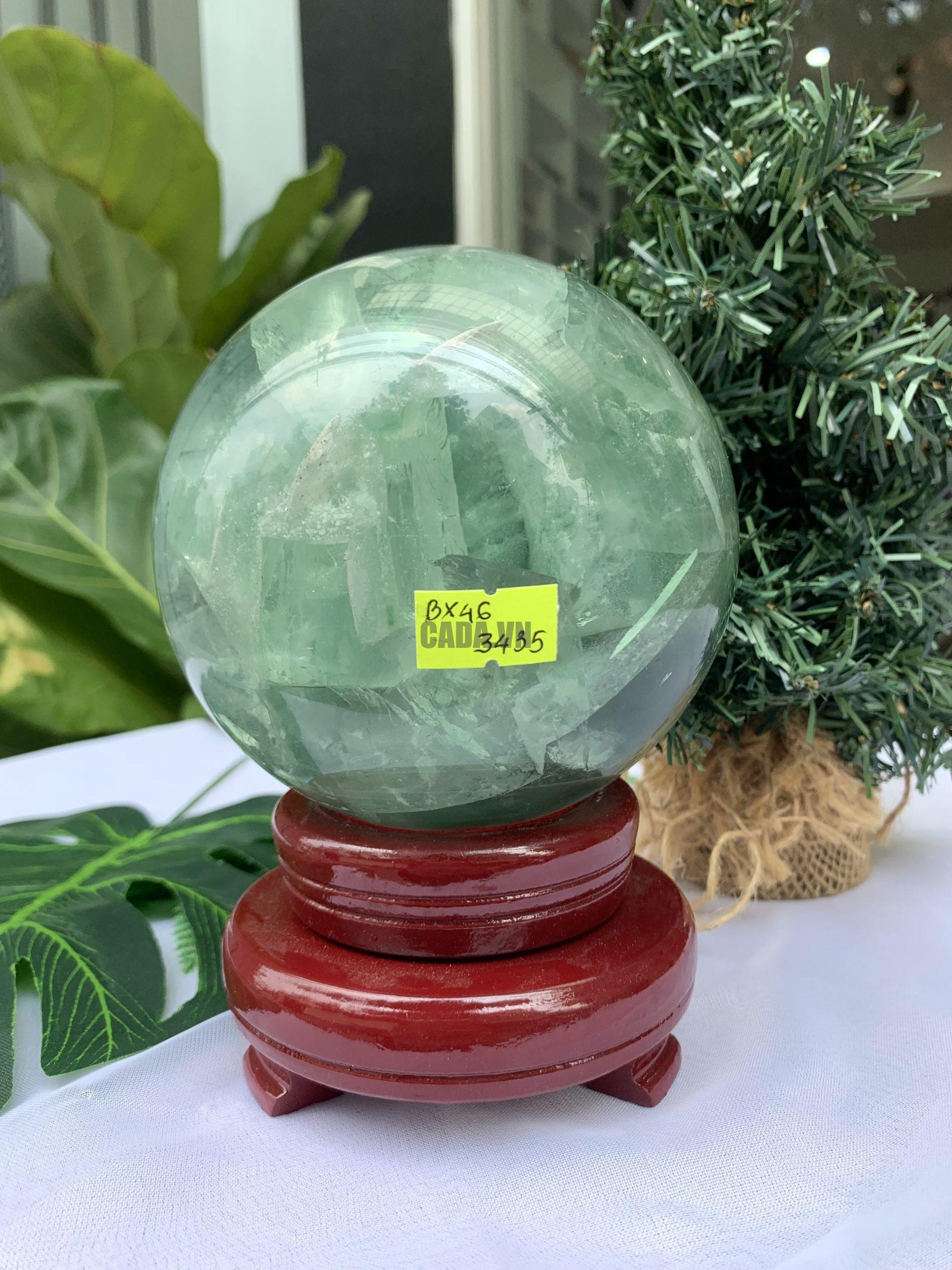 Bi cầu Fluorite Xanh - Green Fluorite Sphere (BX46), ĐK: 8,2 CM, KL: 0,902 KG