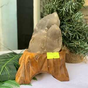TRỤ THẠCH ANH KHÓI THÔ- RAW SMOKY QUARTZ POINT (TAK07), KL:0.460KG, KT: 13.8x8CM