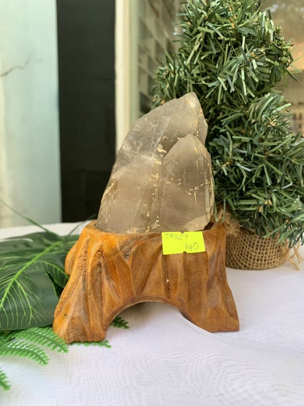 TRỤ THẠCH ANH KHÓI THÔ- RAW SMOKY QUARTZ POINT (TAK07), KL:0.460KG, KT: 13.8x8CM