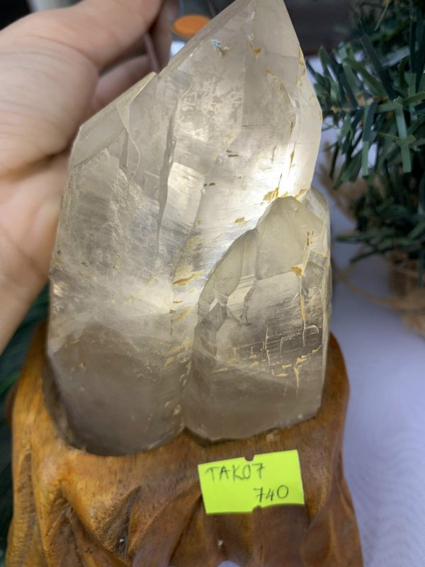 TRỤ THẠCH ANH KHÓI THÔ- RAW SMOKY QUARTZ POINT (TAK07), KL:0.460KG, KT: 13.8x8CM