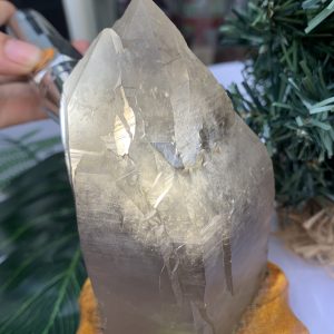 TRỤ THẠCH ANH KHÓI THÔ- RAW SMOKY QUARTZ POINT (TAK15), KL:0.710KG, KT: 16x8CM