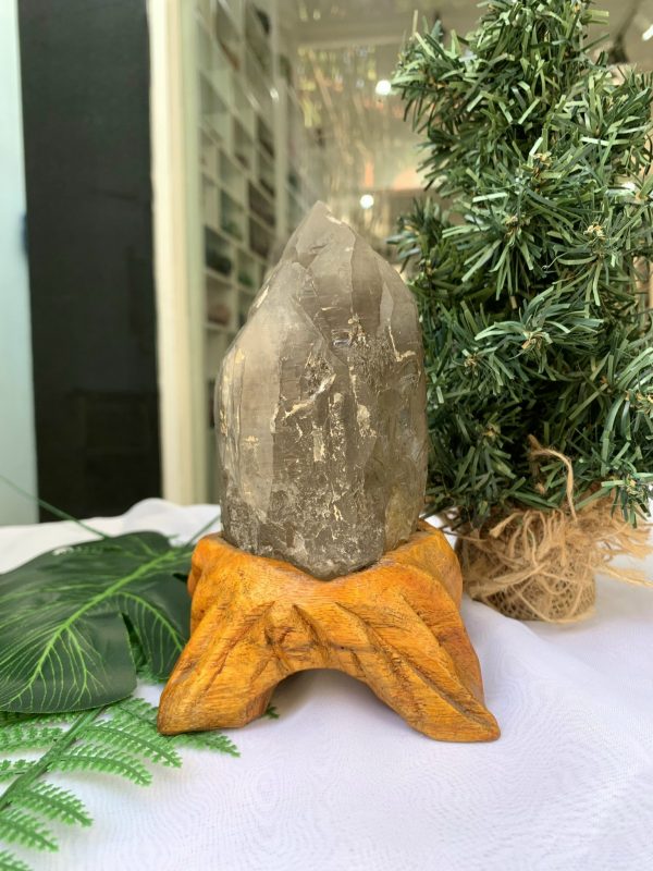 TRỤ THẠCH ANH KHÓI THÔ- RAW SMOKY QUARTZ POINT (TAK15), KL:0.710KG, KT: 16x8CM