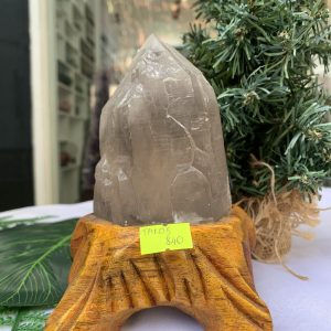 TRỤ THẠCH ANH KHÓI THÔ- RAW SMOKY QUARTZ POINT (TAK05), KL:0.526KG, KT: 15.4x8CM