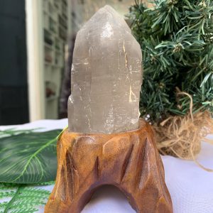 TRỤ THẠCH ANH KHÓI THÔ- RAW SMOKY QUARTZ POINT (TAK05), KL:0.526KG, KT: 15.4x8CM