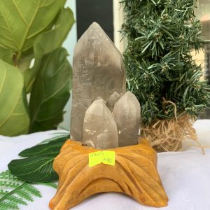 TRỤ THẠCH ANH KHÓI THÔ- RAW SMOKY QUARTZ POINT (TAK03), KL:0.492KG, KT: 16.3x7.2CM