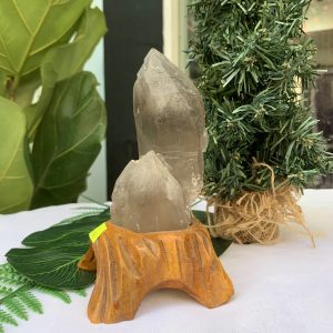 TRỤ THẠCH ANH KHÓI THÔ- RAW SMOKY QUARTZ POINT (TAK03), KL:0.492KG, KT: 16.3x7.2CM