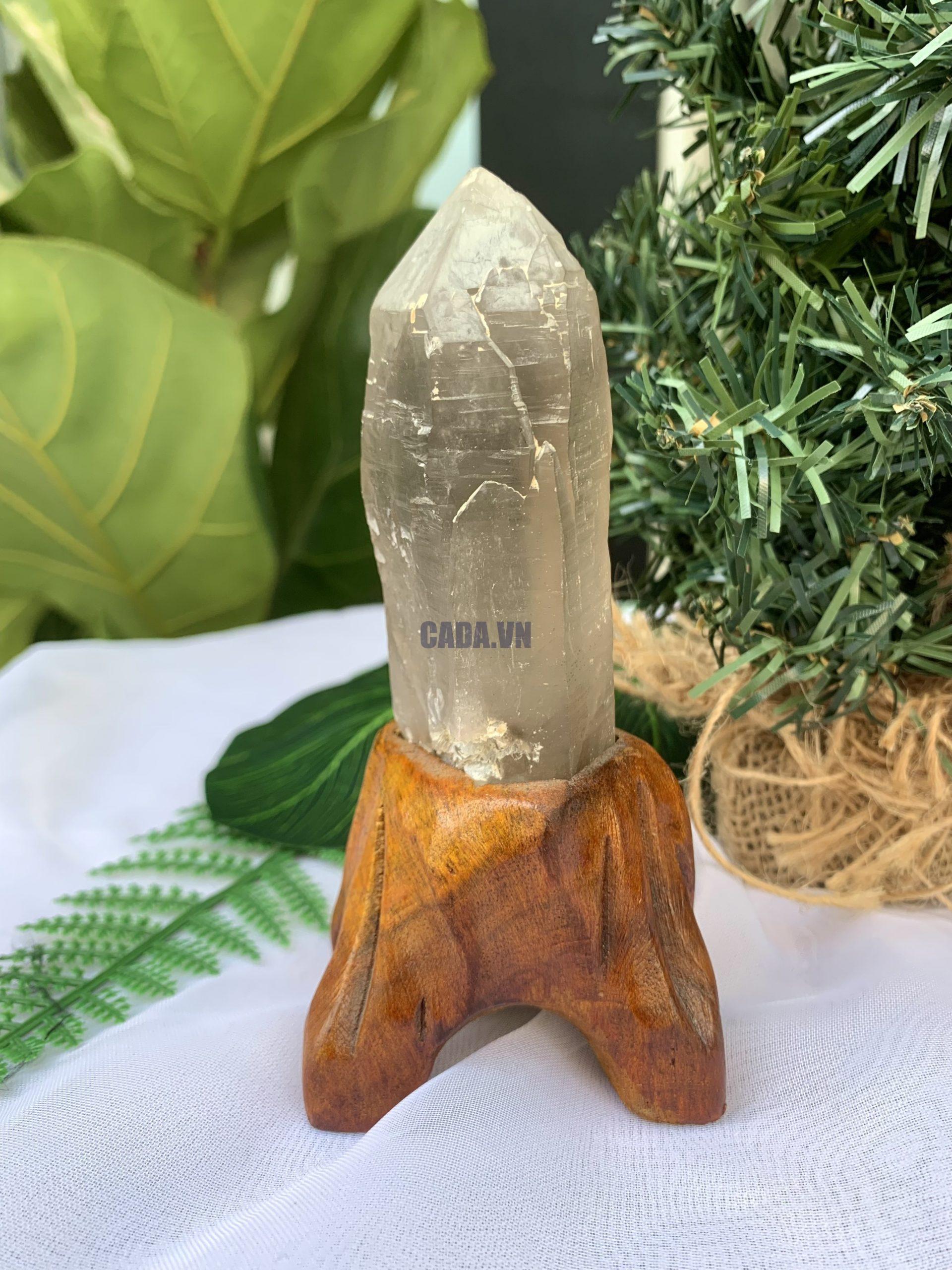 TRỤ THẠCH ANH KHÓI THÔ- RAW SMOKY QUARTZ POINT (TAK04), KL:0.162KG, KT: 14x4.2CM