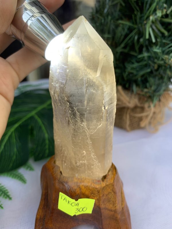 TRỤ THẠCH ANH KHÓI THÔ- RAW SMOKY QUARTZ POINT (TAK04), KL:0.162KG, KT: 14x4.2CM