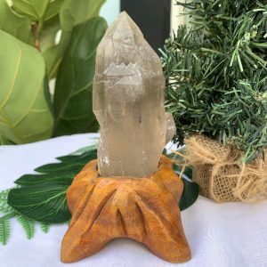 TRỤ THẠCH ANH KHÓI THÔ- RAW SMOKY QUARTZ POINT (TAK08), KL:0.394KG, KT: 15.5x6CM