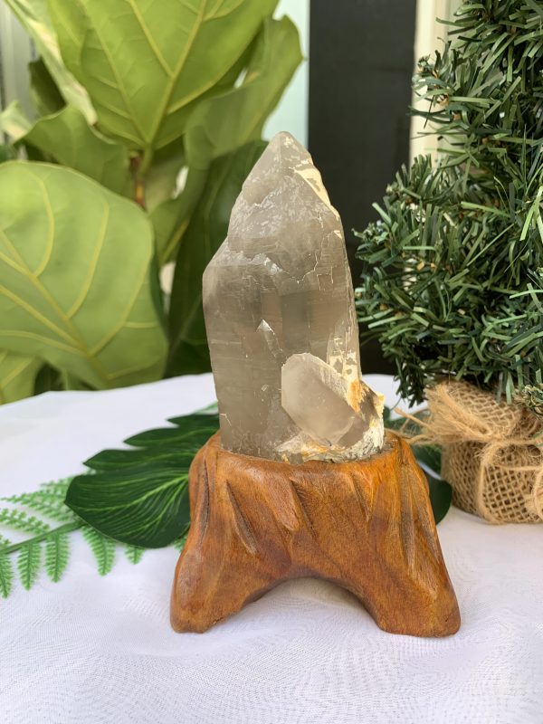 TRỤ THẠCH ANH KHÓI THÔ- RAW SMOKY QUARTZ POINT (TAK08), KL:0.394KG, KT: 15.5x6CM