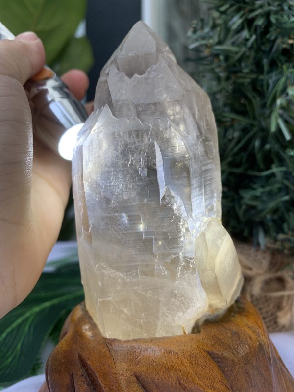 TRỤ THẠCH ANH KHÓI THÔ- RAW SMOKY QUARTZ POINT (TAK08), KL:0.394KG, KT: 15.5x6CM