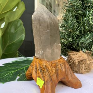 TRỤ THẠCH ANH KHÓI THÔ- RAW SMOKY QUARTZ POINT (TAK01), KL:0.588, KT: 16.7x7CM