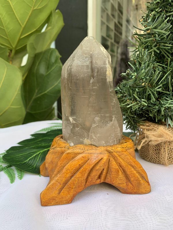 TRỤ THẠCH ANH KHÓI THÔ- RAW SMOKY QUARTZ POINT (TAK01), KL:0.588, KT: 16.7x7CM