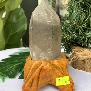 TRỤ THẠCH ANH KHÓI THÔ- RAW SMOKY QUARTZ POINT (TAK14), KL:0.480KG, KT: 15.5x7CM