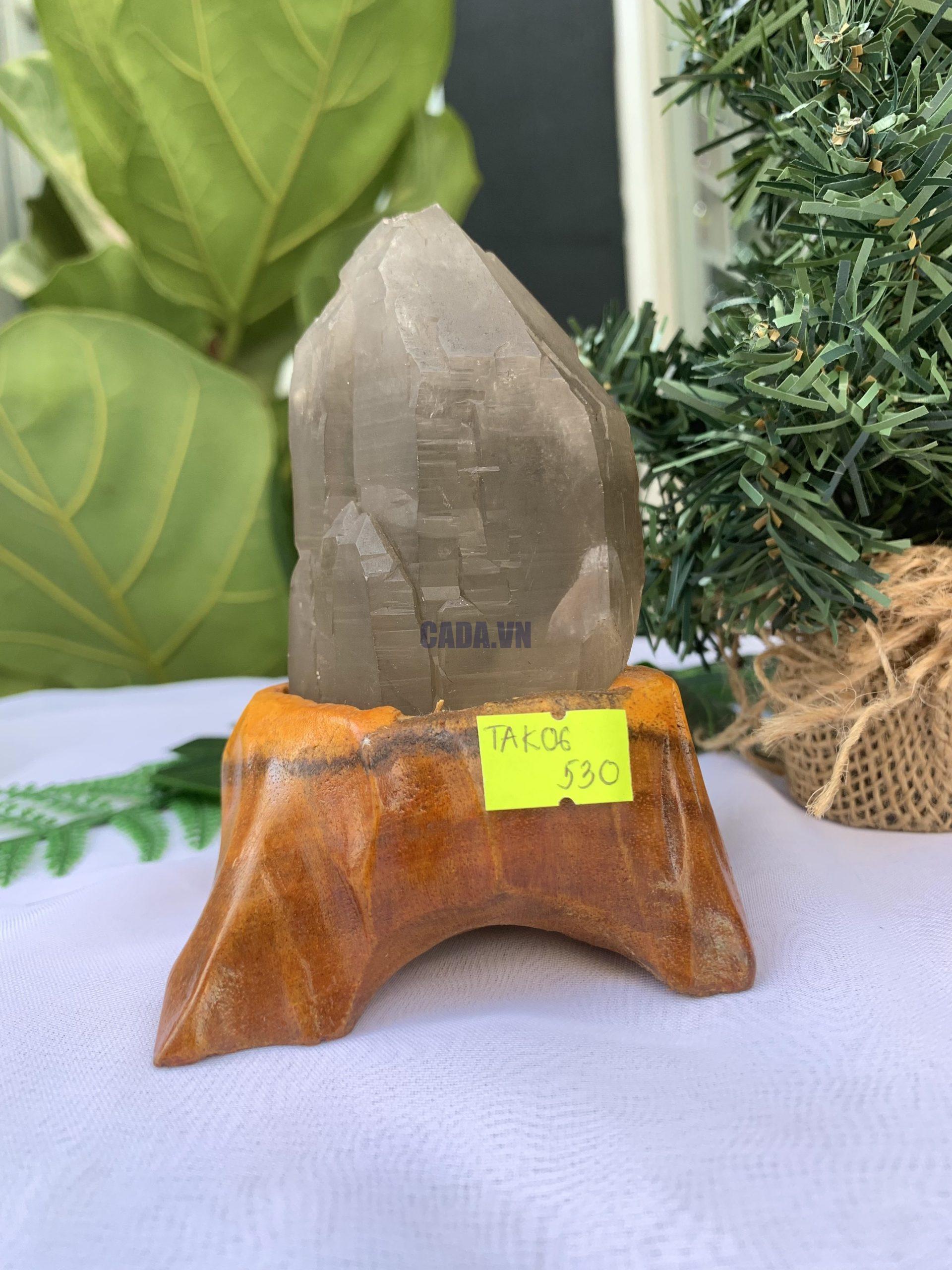 TRỤ THẠCH ANH KHÓI THÔ- RAW SMOKY QUARTZ POINT (TAK06), KL:0.318KG, KT: 12x6CM